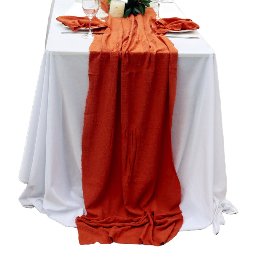 Cross-border Hot Selling Table Runner Tablecloth Wedding Party Nordic Decorative Napkin Dining Table Placemat Plain Cotton Linen Mouth Cloth