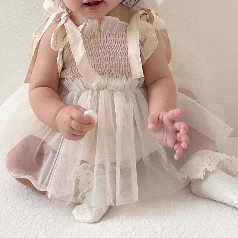 Picture of Ins Korean-style Summer New Baby Sling One-piece Dress Baby Mesh Dress Newborn One Hundred Days Princess Dress