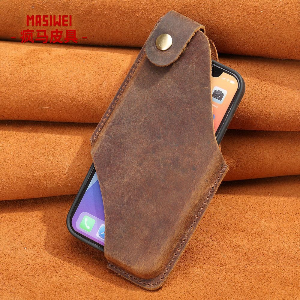 Men's leather mobile phone waist bag wholesale construction site mobile phone small waist bag hanging bag construction site work belt waist bag wholesale