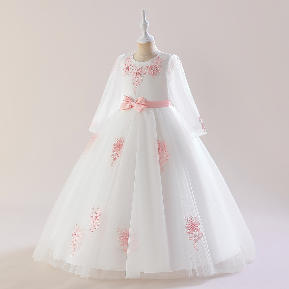 Picture of Girls' long dress children's dress 2024 cross-border European and American style piano performance dress long sleeve Western style princess dress