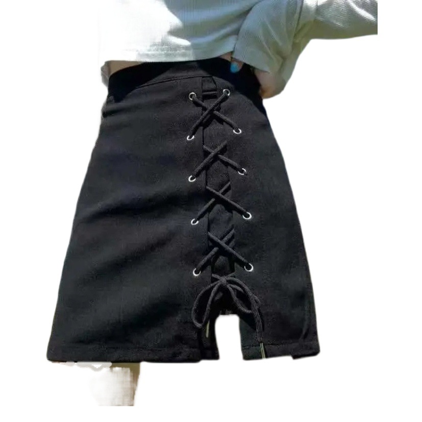 Short skirt women's spring and summer high waist A- line slimming loose skirt new fashion black sheath student small skirt