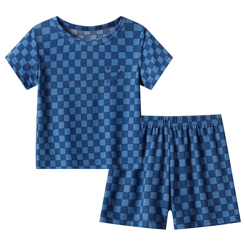 Picture of Children's pajamas boys' summer thin ice silk short-sleeved homewear boys' middle and big children girls' summer homewear