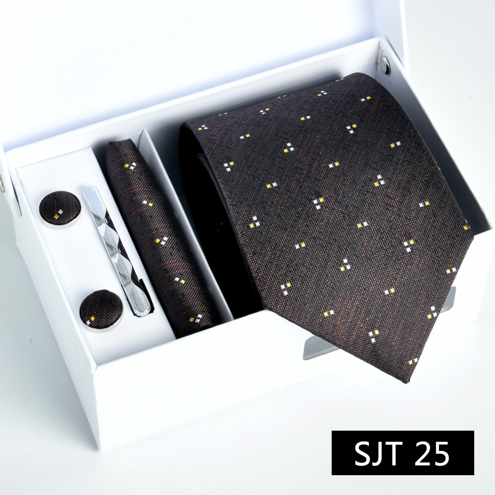 Picture of Tie formal business executive 5-piece gift box wedding = = groom wedding festive wine red in stock new