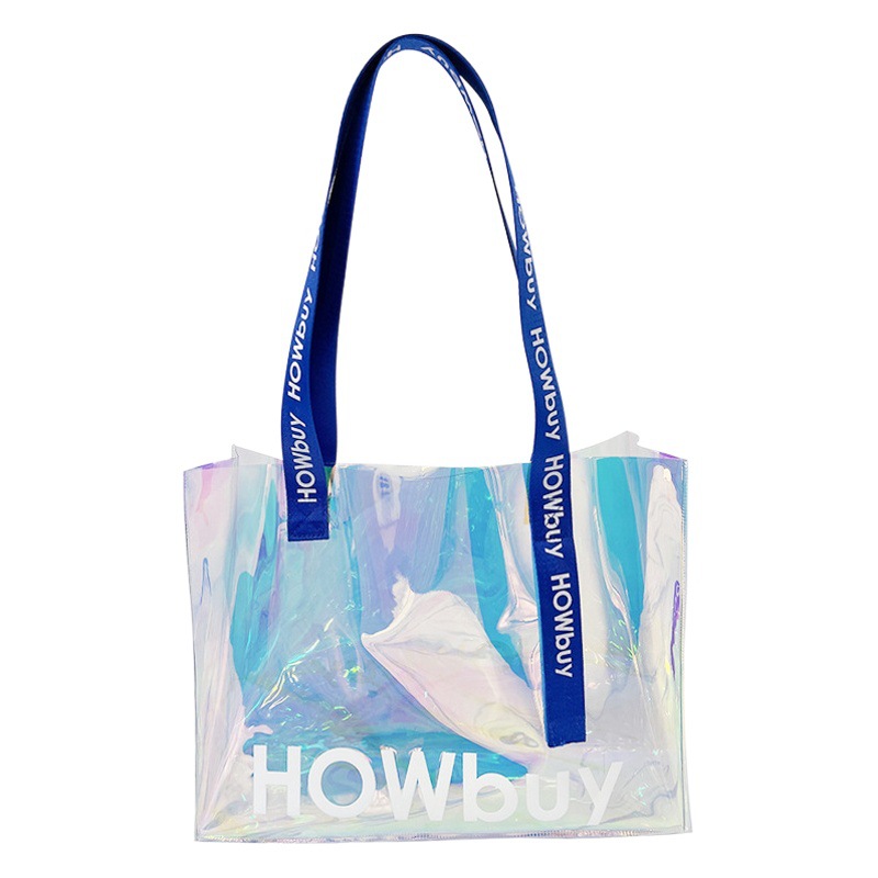 Picture of pvc Laser Bag Internet Celebrity Plastic Handbag Transparent Hand Gift Bag Colorful Jelly Bag Spot Printable logo