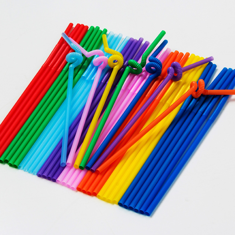 Picture of Seconds Amoy color art straw 8 color clear 100 PCs/pack disposable plastic creative bendable straw 6*260mm