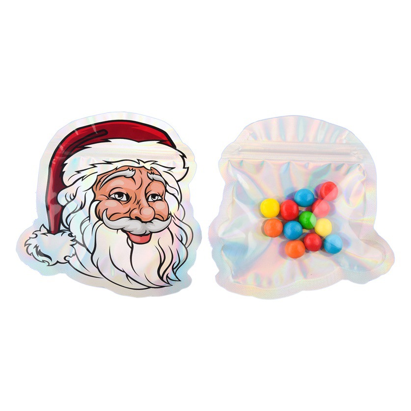 Cross Border Santa Claus Packaging Bag Creative Shaped Composite Laser Bag Christmas Cute Cartoon Candy Ziploced Bag