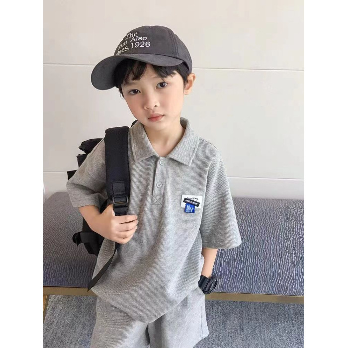 Picture of Children's clothing summer suit T-shirt New Home casual all-match Gray children's summer short-sleeved T-shirt boy two-piece set