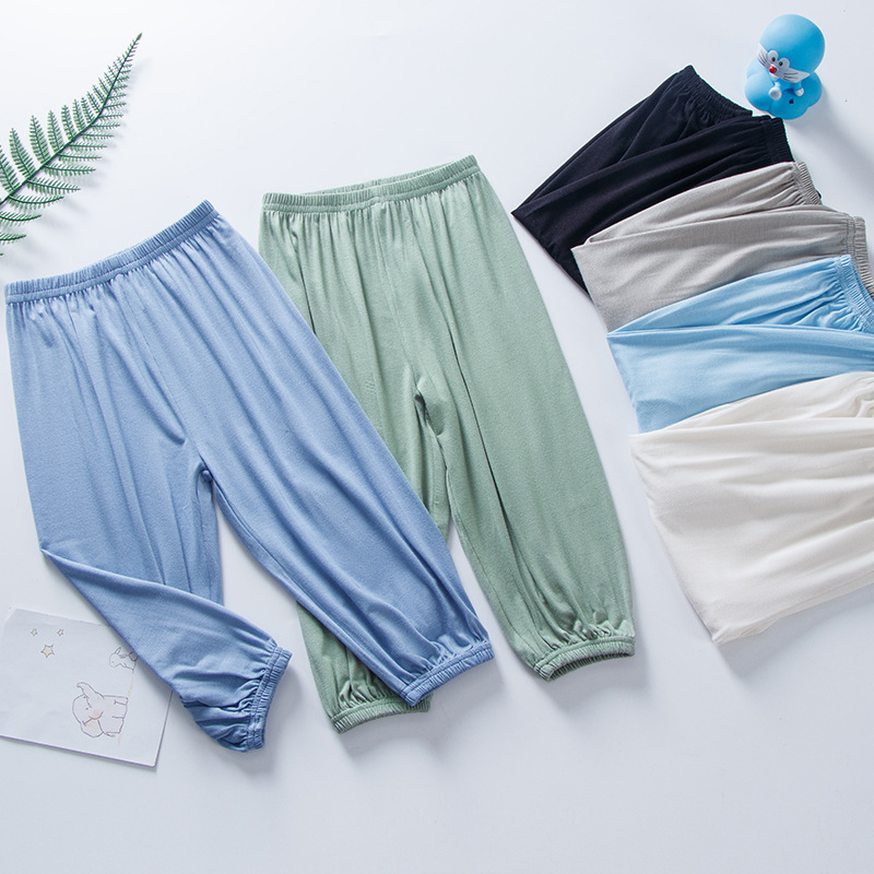 Children's Anti-mosquito Pants Thin Large Children's Solid Color Loose Casual Sports Pants for Boys and Girls Breathable Leg Trousers for Summer