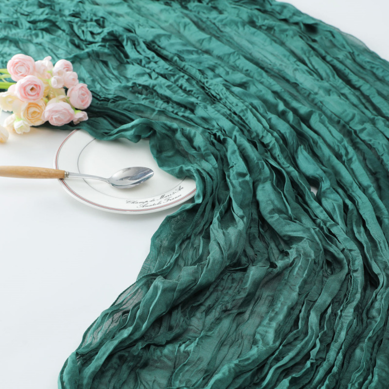 Picture of Cross-border Hot Home Birthday Party Decoration Bari Yarn Tablecloth Wedding Shooting Background Props Table Runner Wrinkled Cloth