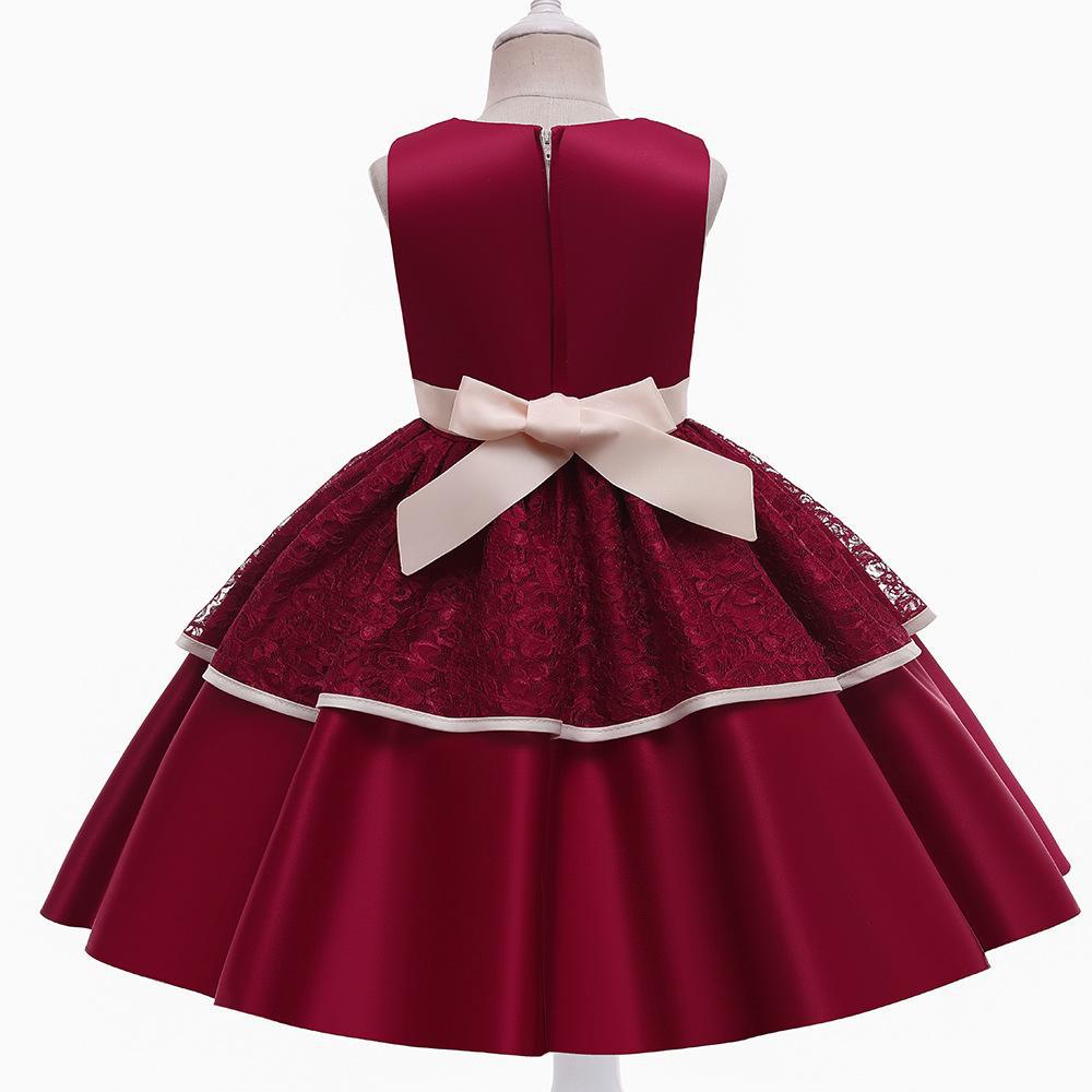 Picture of 2024 new cross-border children's dress lace embroidered bow applique costume princess dress manufacturers supply