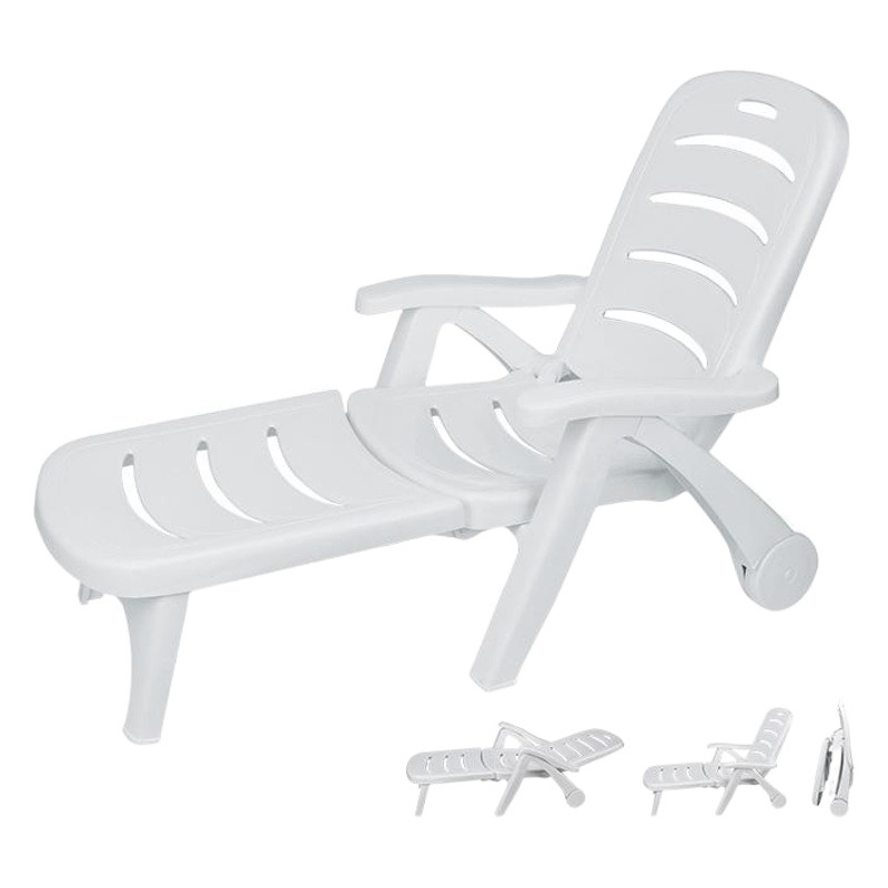 Plastic Recliner Thickened Beach Chair Outdoor Leisure Folding Chair Water Park Hotel Pool Lounger