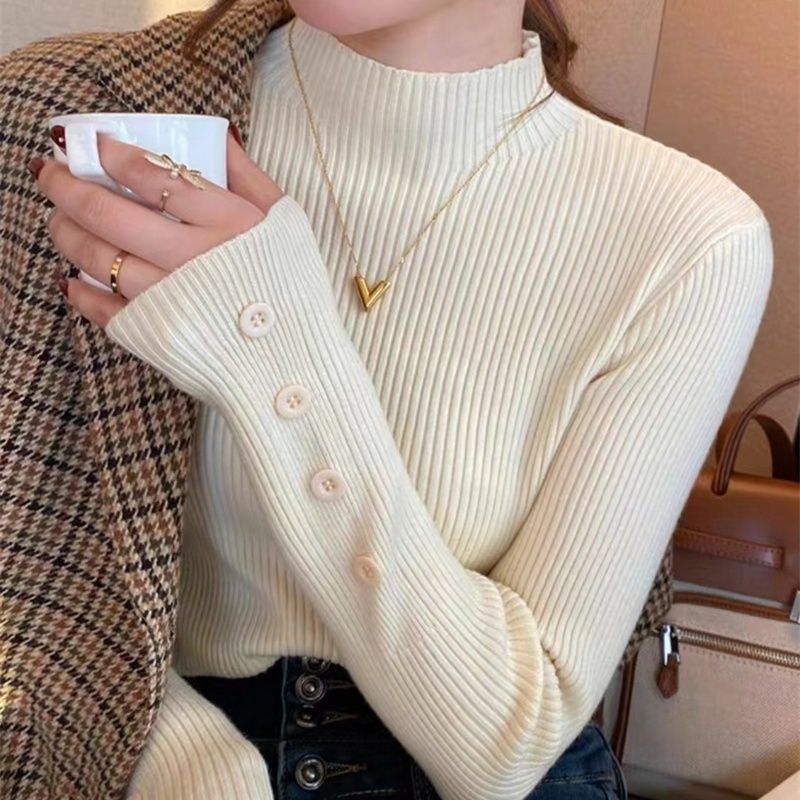 Picture of Knitted Half-turtleneck Sweater 2025 Autumn and Winter Slimming New Long-sleeved Slim-fit Top Stylike Base Core-spun Yarn