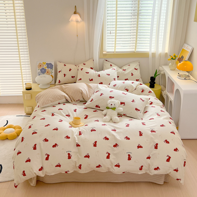 Picture of Nantong bed four-piece cotton sheet Nordic style 100 cotton four-piece set three-piece set Wholesale