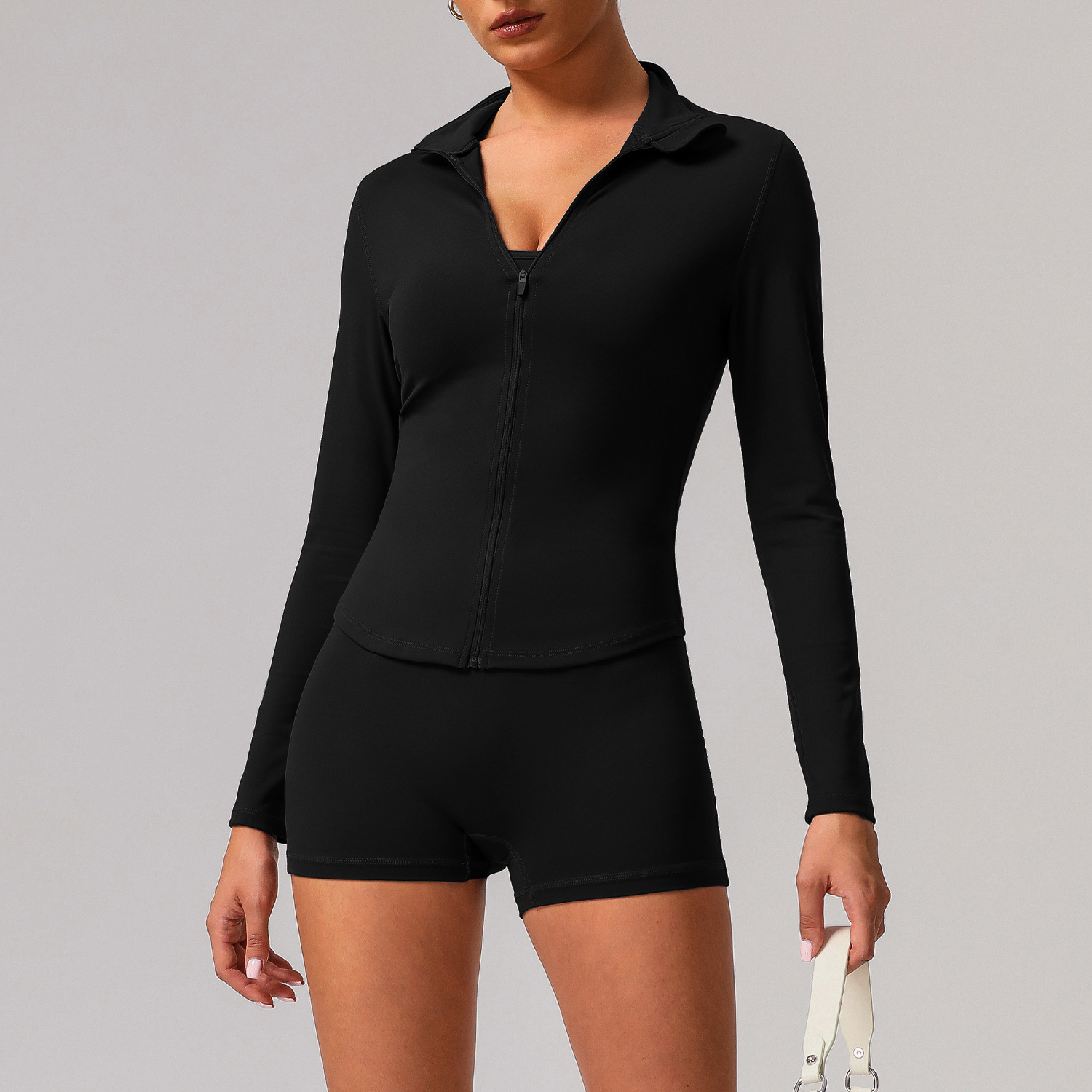 Picture of European and American Solid Color Tight Naked Yoga suit High Elastic Breathable Fitness Clothes Outdoor Body Shaping Running Sports suit Women