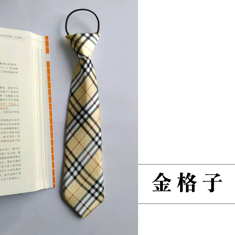 Picture of Children's tie boys Korean baby primary school students solid color striped plaid elastic pullover performance accessories wholesale
