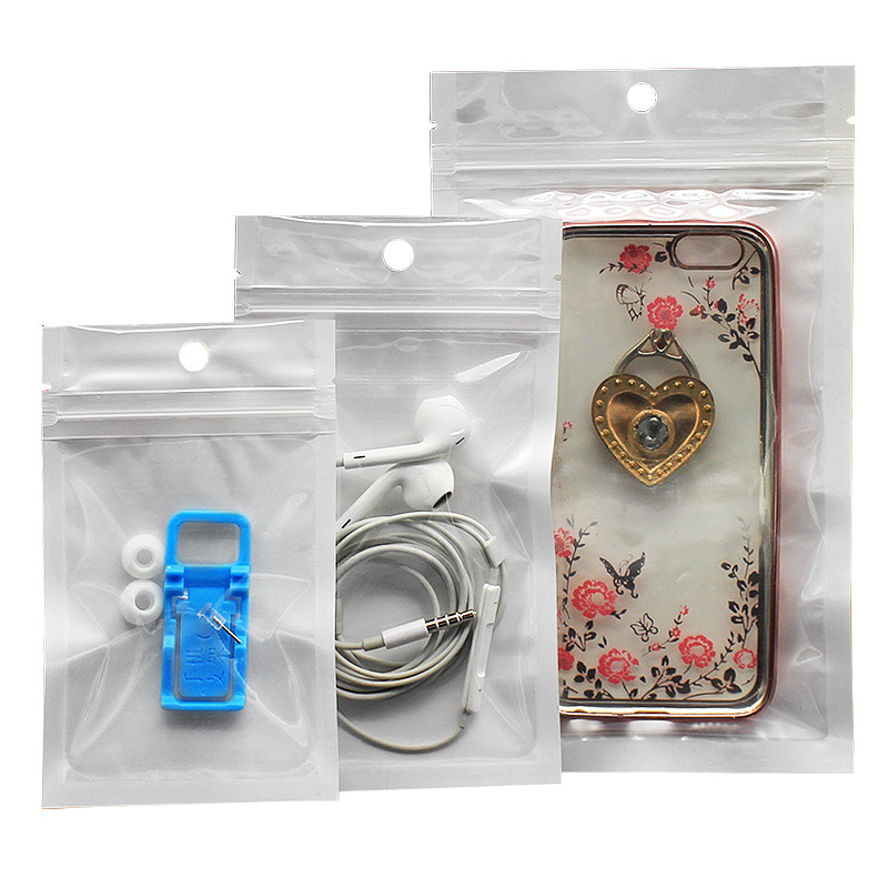 Picture of Jewelry White Pearlescent Bag Transparent Yin and Yang Bone Bag Plastic Ziplock Bag Mobile Phone Case Data Cable Packaging Bag