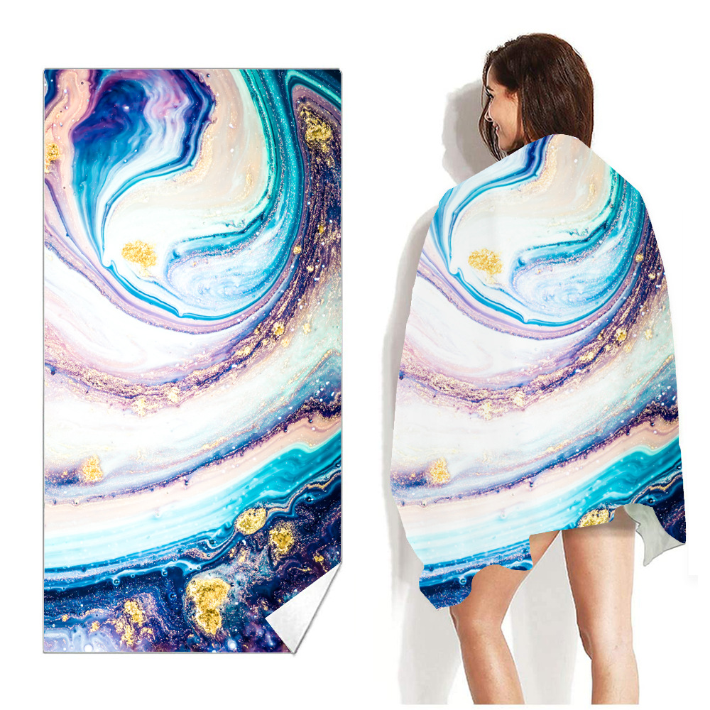 Picture of New Cross-Border Amazon European and American Double-Sided Velvet Quick-Drying Bath Towel Customizable Printed Towel Beach Swimming Beach Towel