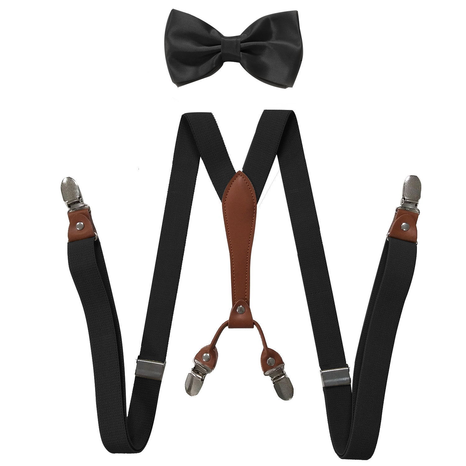 Picture of Cross-Border Supply 2.5cm Adult 4-Clip Elastic Suspenders Unisex Elastic Suspenders Set