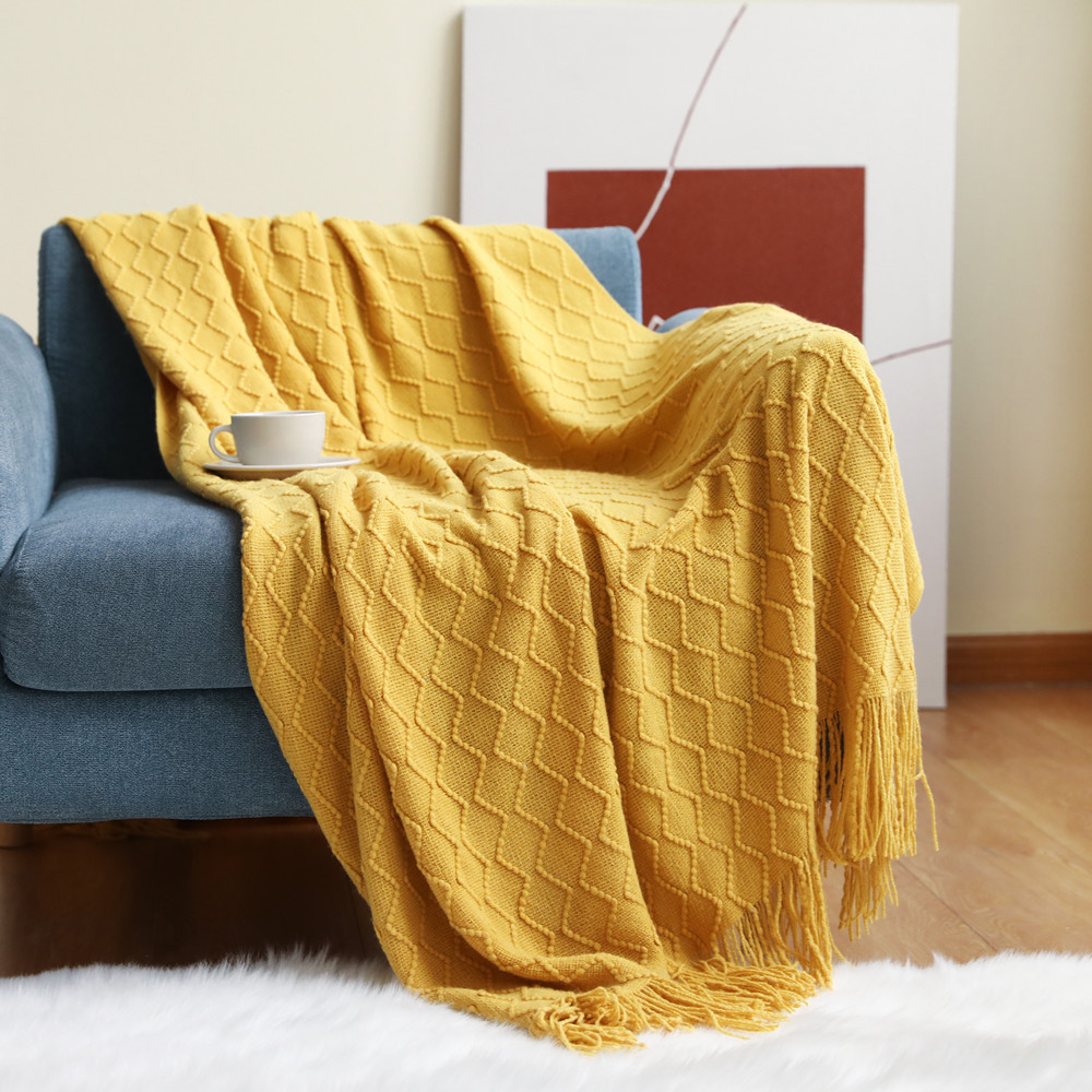 Picture of INS Sofa blanket Cover blanket Knitted Small blanket Diamond Nap blanket Air-conditioning blanket Bed Cover blanket Lunch Break blanket