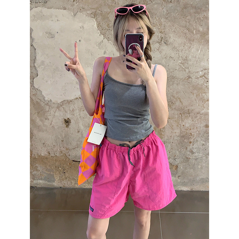 Design Sense Quick-drying Casual Straight Sports Pants Women's 2024 Summer New High Waist Drawstring Loose Slimming Pants