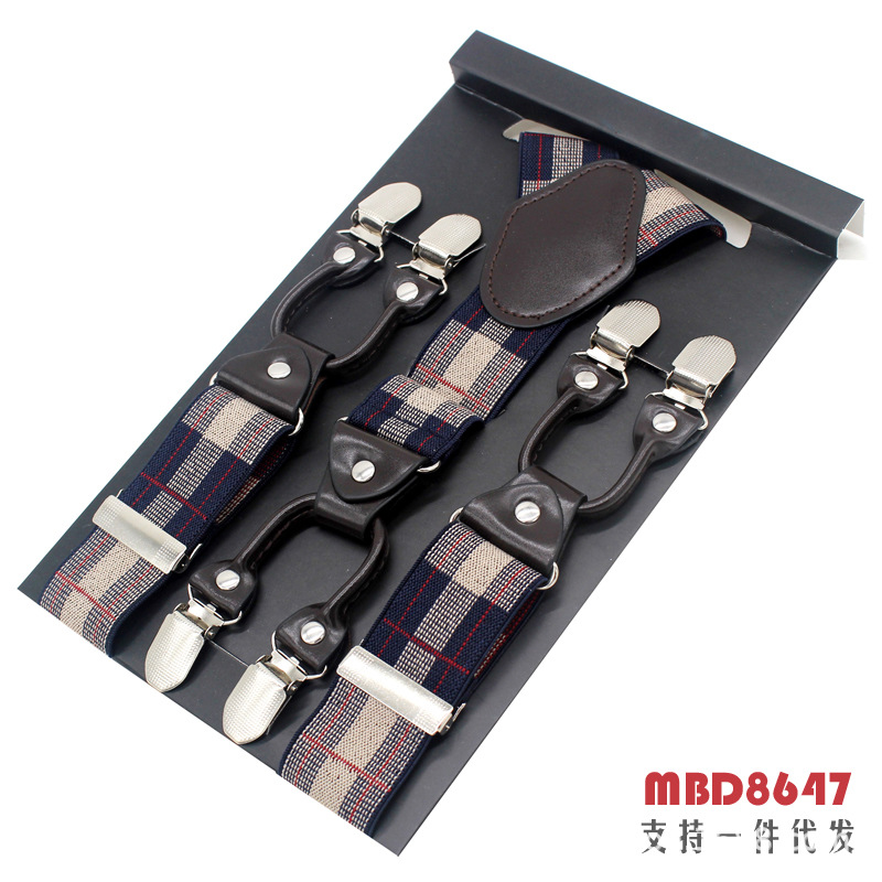 Picture of Cross-Border Supply Men's Suspenders Six-Clip Suspenders Elastic Adjustable Fat People Suspenders Men and Women Suspenders