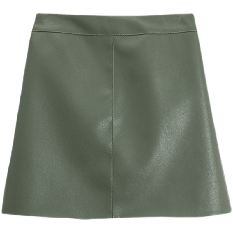 Small Leather Skirt Women's Autumn and Winter 2023 New Fashion All-match Black PU Leather Skirt High Waist A- Line Hip Skirt