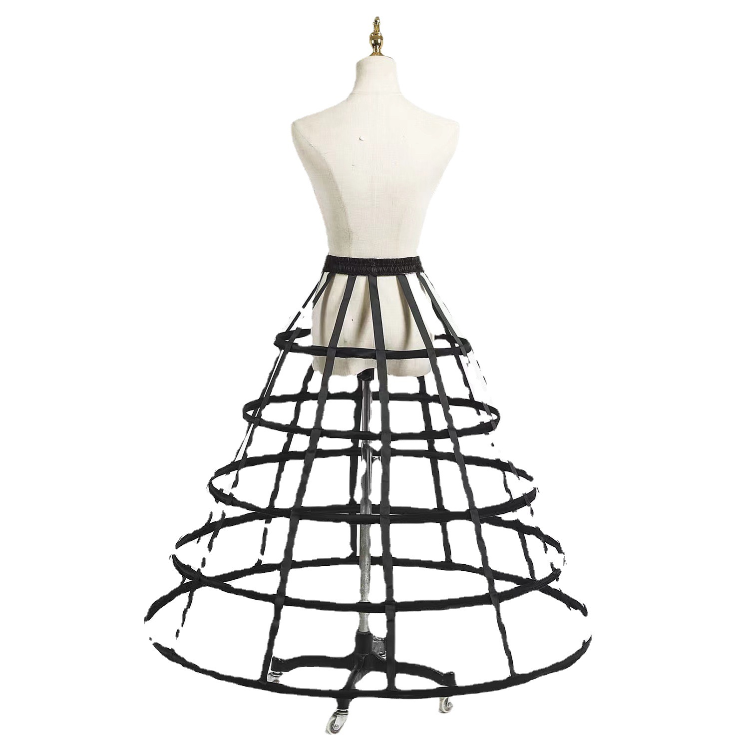 Picture of Hollow Bird Cage Skirt with Fish Bones, Two, Three, Four, Five Steel Black and White Cosplay Violent Lolita See-Through Petticoat