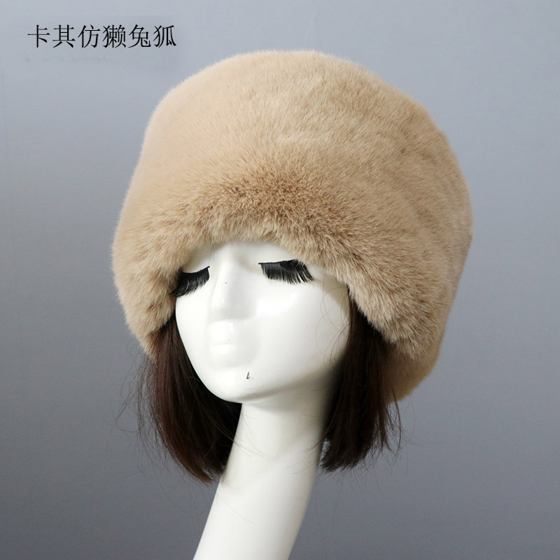 Autumn and winter imitation fur hat Russian round flat hat thickened new Mao Mao warm ear protection with white men and women