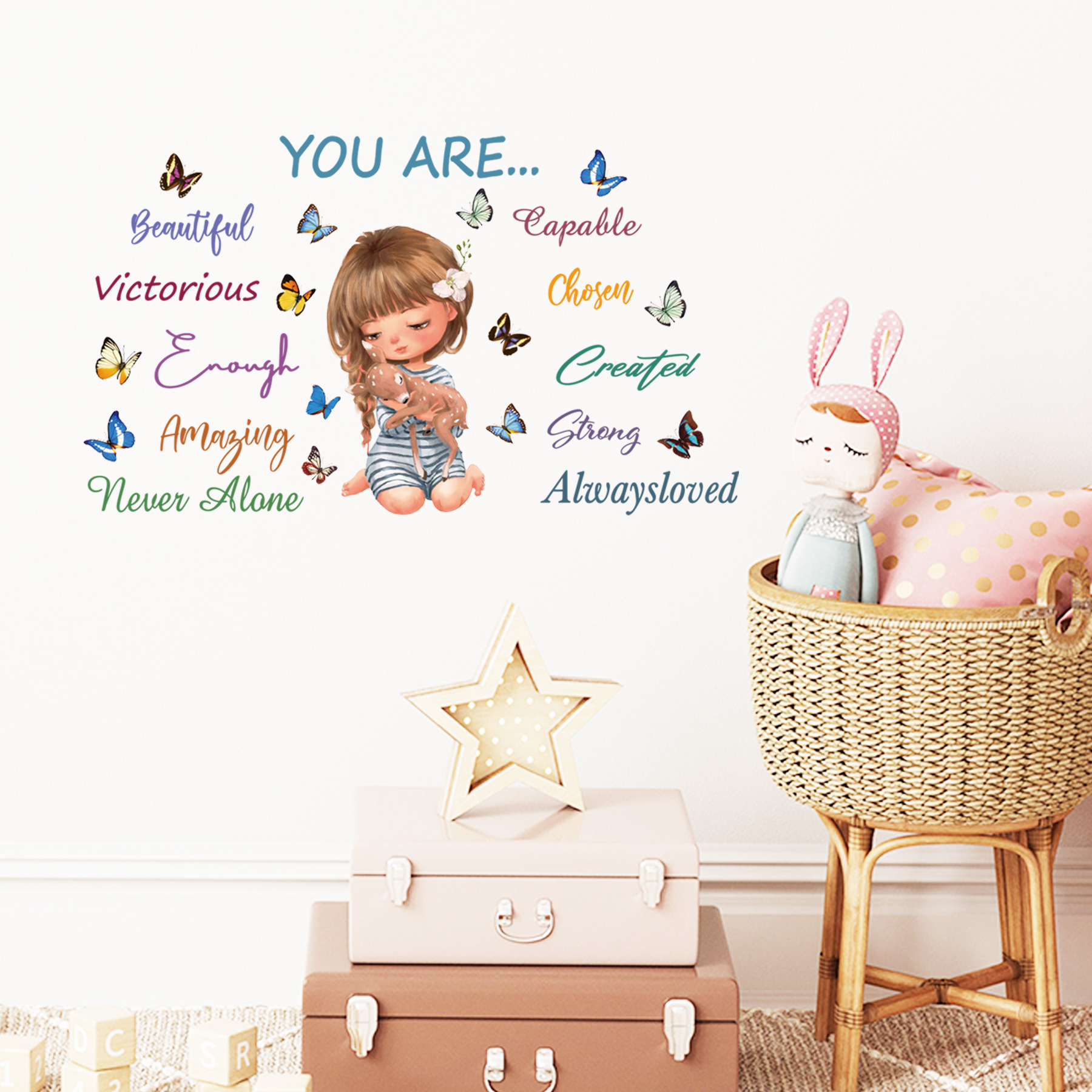 YOU ARE Color Children Inspirational Wall Stickers Cross Border Removable Children's Room Kindergarten Background Decoration MUP1705
