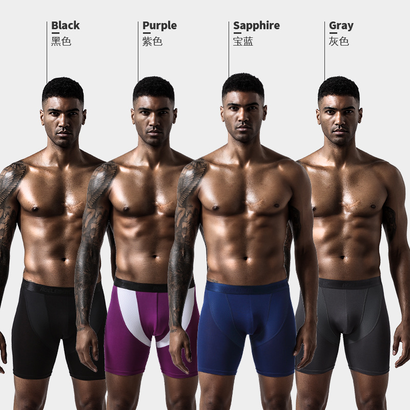 Picture of Sports Underwear Men's Anti-wear Leg Modal Professional Running Fitness Tight Long Leg Quick-drying Long Boxers