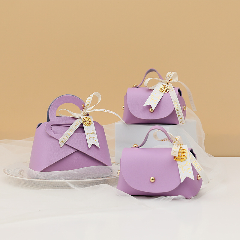 Picture of European Creative Wedding Candy Box Leather Ins Style Satchel Wedding Candy Bag Wedding Souvenir Gift Candy Gift Box