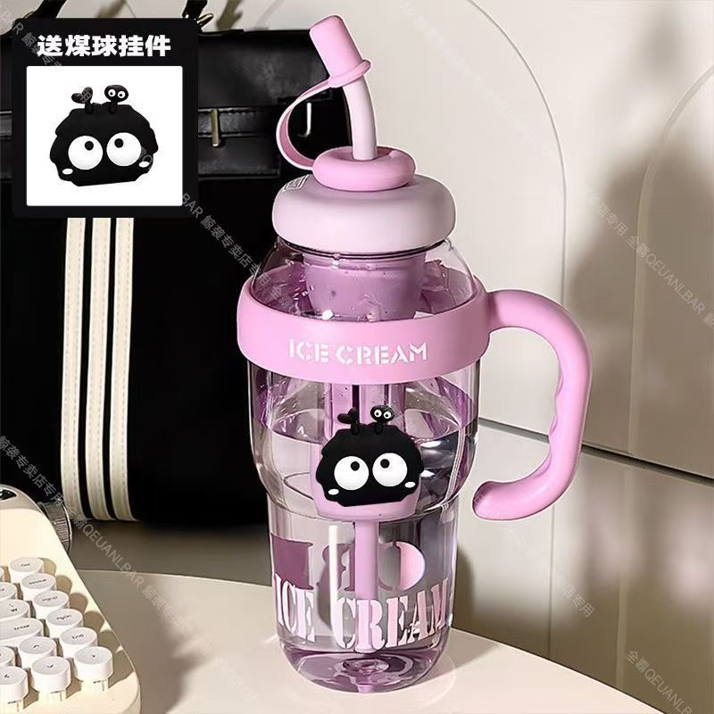 Picture of Lucky Belly Cup Large Capacity Big Mac Water Cup Tea Leakage Scented Tea Suction Tube Cup High Color Value Handle Convenient Ice Cup