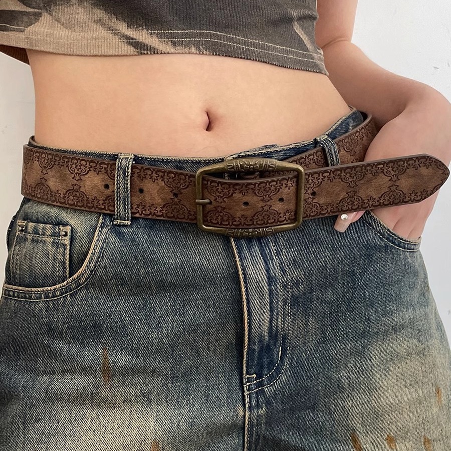 Picture of American Retro Y2K Belt Female Stylish Simple Ethnic Style Belt Versatile with Jeans Belt High-End Brown