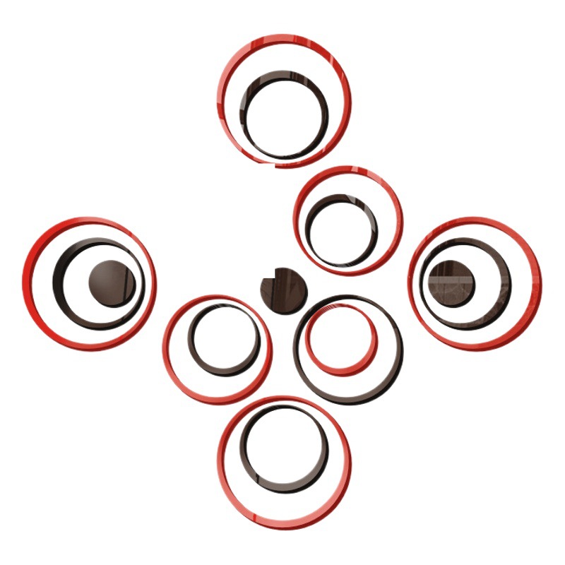 Cross-border 3d ring acrylic stereo mirror wall stickers living room bedroom TV background wall circle home decoration