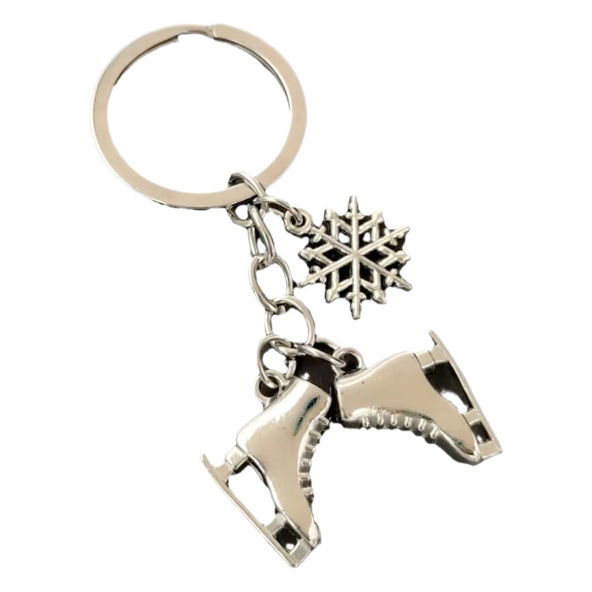 Picture of New Winter European and American Cross-Border Hot-Selling Snowflake Skates Alloy Keychain Christmas Ornaments
