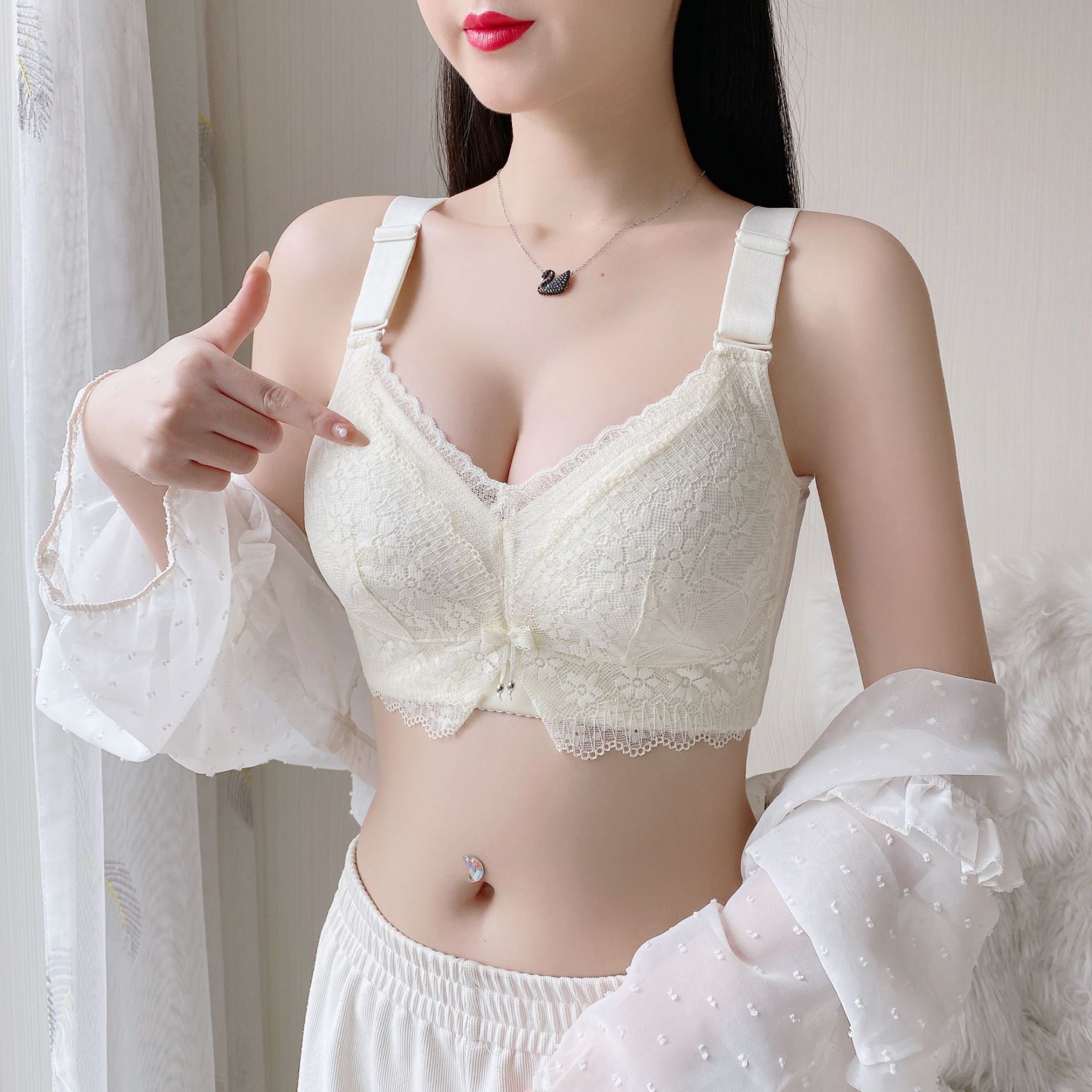 plus size Women's Underwear Bra Large Cup chubby girl Ultra-thin Non-steel Rings Adjustable Breast Tinkle Auxilis Large and Small