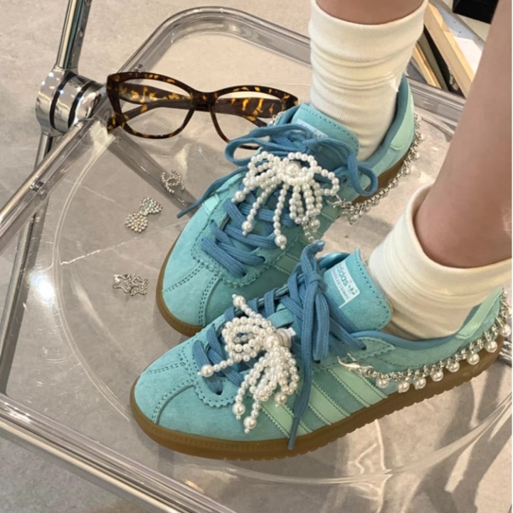 Fashion Western Style Bow Pearl Tassel Diamond-encrusted Heel Chain Shoe Flower Shoe Buckle Accessories Beaded Pendant Decorative Buckle
