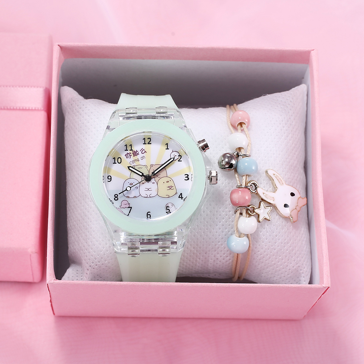 Picture of A06976-1 luminous watch unicorn luminous silicone electronic watch with bracelet 2 pcs/set box