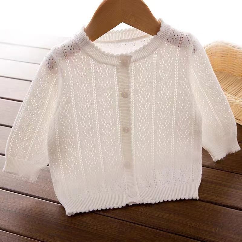 Picture of 2025 Girls' Long-sleeved Ice Silk Thin Top Baby's Cardigan Children's Spring and Autumn Long-sleeved Coat Sunscreen Clothes