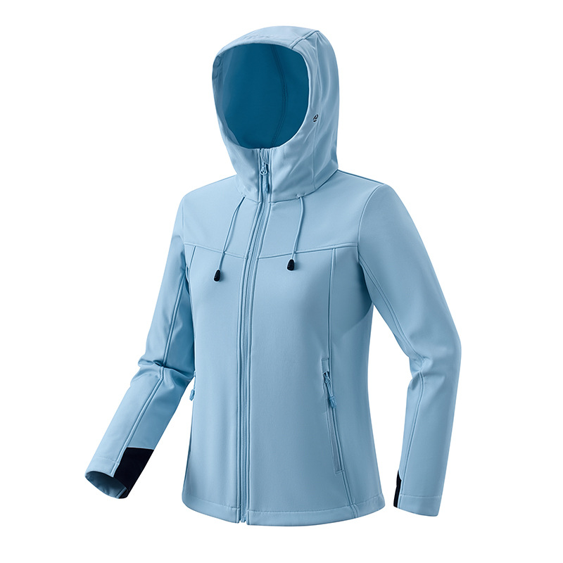 Picture of Outdoor Soft Shell Jacket Windproof and Waterproof Warm Jacket Pure Color Cardigan Hooded Mountaineering Fishing Clothing Can Be Purchased with Logo Printed