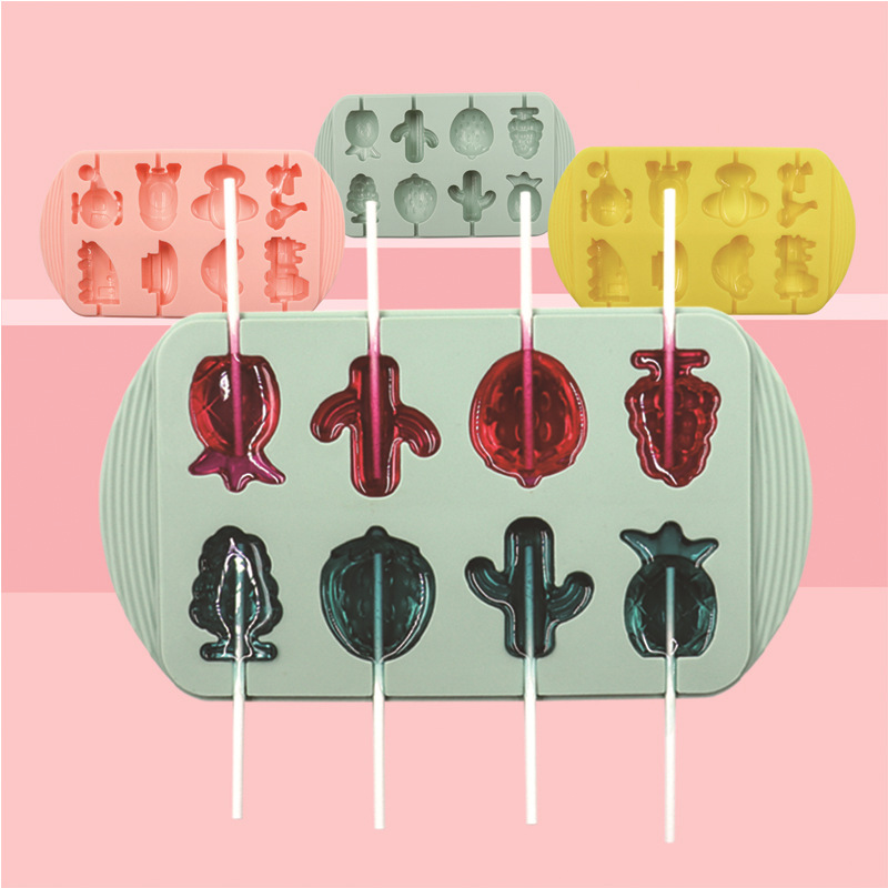 Picture of New Fruit Pass Tool Lollipop Mould with Lid Lollipop Mould Silicone Sugar Mould Cheese Stick
