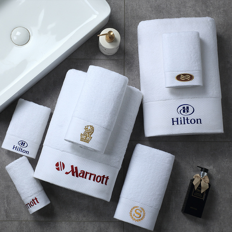 Picture of Five-star hotel bath towel hotel bed & breakfast towel cotton absorbent pure cotton white Hilton hotel towel wholesale