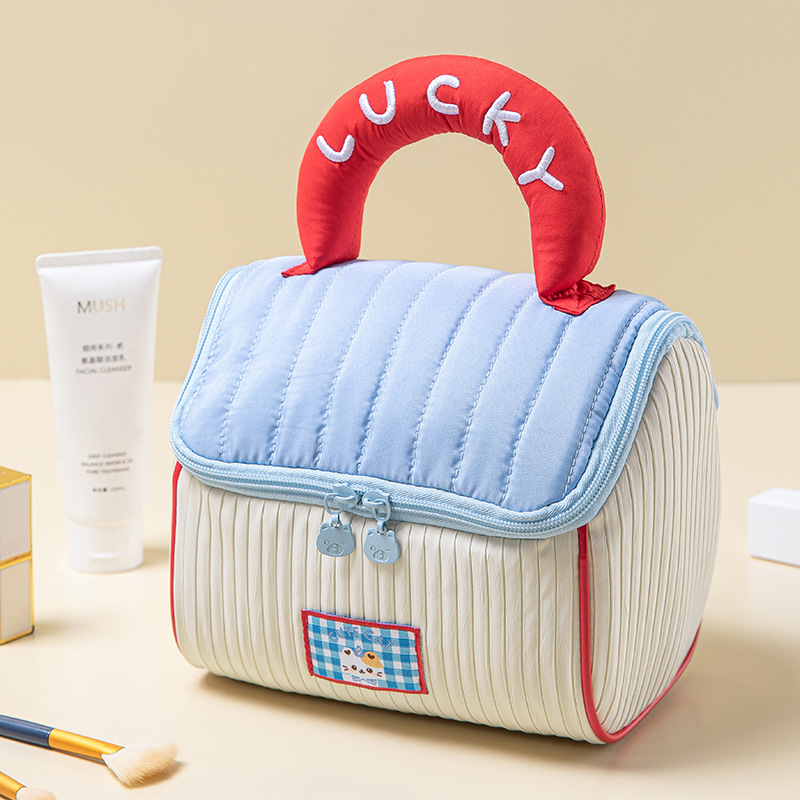 Picture of Cute House Makeup Bag Large Capacity Cabin Wash Bag Portable Portable Storage Bag Soft Cute Girl's Storage Bag