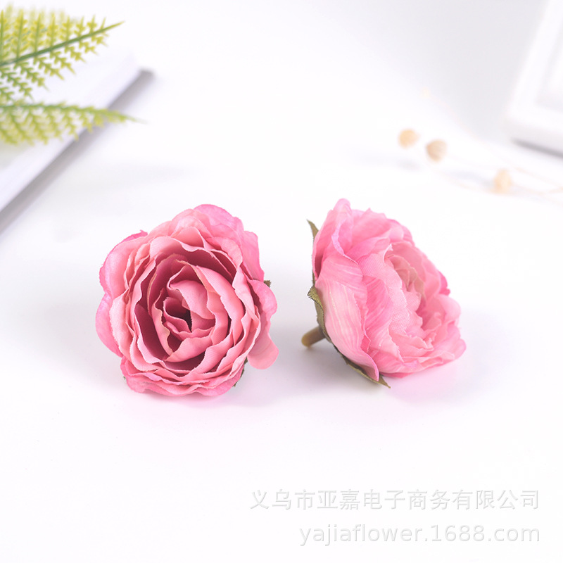 Picture of Artificial Flower Head diy Handmade Accessories Headgear Flower Court Color Flower Morandi Color Tea Rose Fragrant Princess Peony