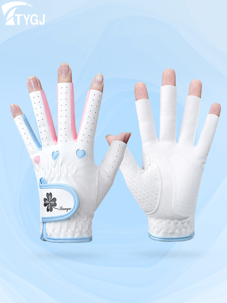 Picture of Golf Gloves for Women Korean Style Half-Finger Non-Slip Golf Microfiber Gloves Breathable Wear-Resistant Gloves 1 Pair