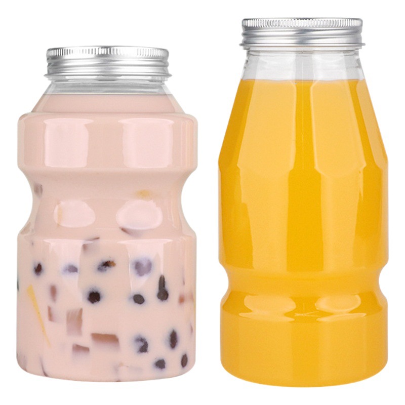 500ml Leda Bottle, 52mm Diameter, Transparent Pet Plastic Juice Bottle with Aluminum Cap, Milk Tea Bottle with Sealing Cap