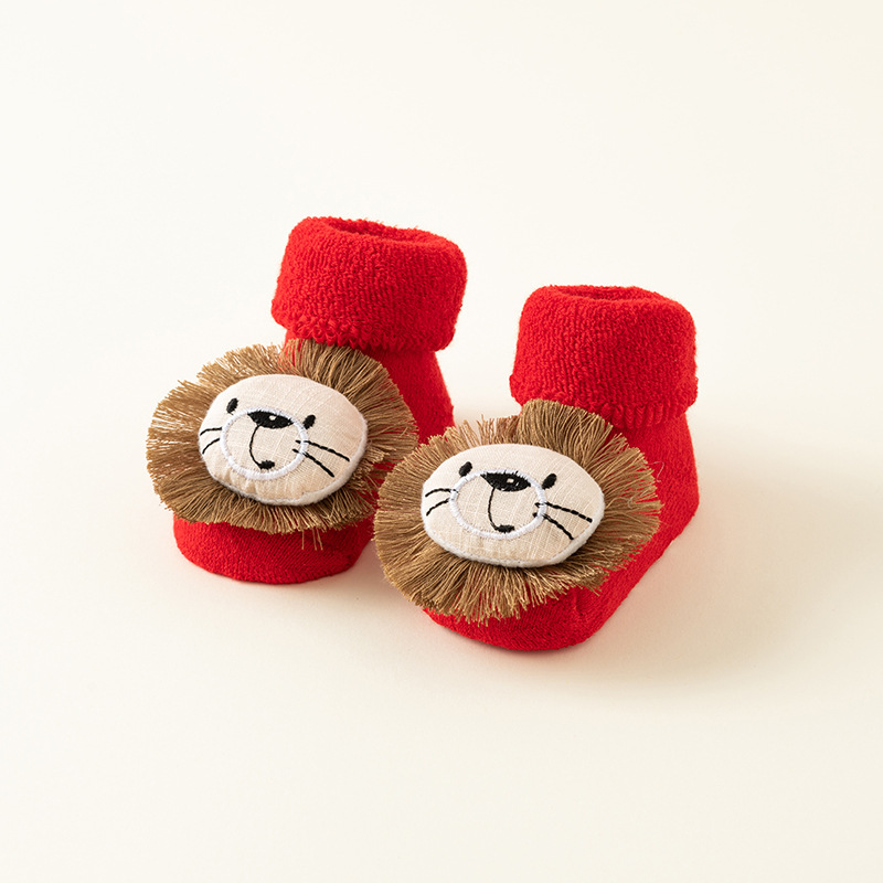 Picture of Newborn baby socks autumn and winter baby warm fleece-lined red terry non-slip Christmas floor socks toddler socks wholesale