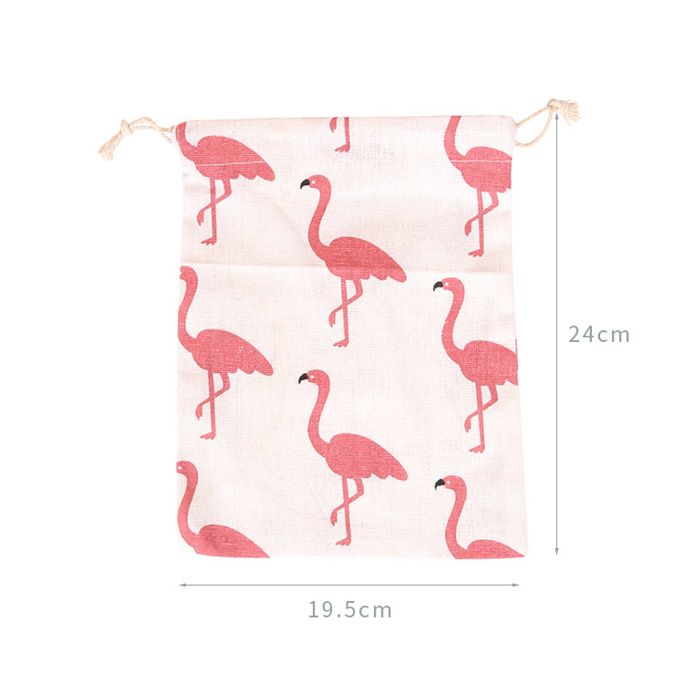 Picture of Printed cotton drawstring bag small bag home travel sundries storage bag Christmas gift packaging bag in stock