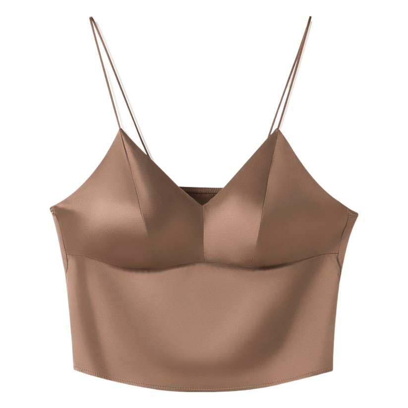 Tang Ge Silk Satin Beautiful Back Short Sling French Triangular Cup Mulberry Silk Underwear No Wires Silk Bra
