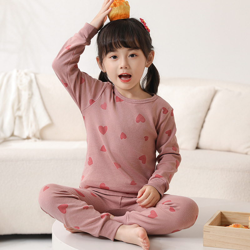 Children's cotton underwear suit boys and girls Children's autumn clothes long pants autumn and winter baby pajamas warm cotton sweater